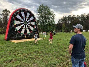 Giant inflatable soccer darts at the Great Escape Parkside