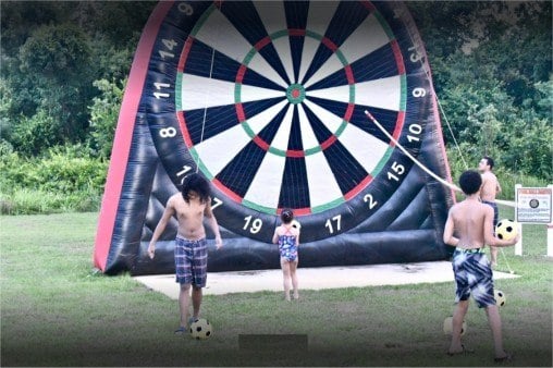 Giant inflatable dart game